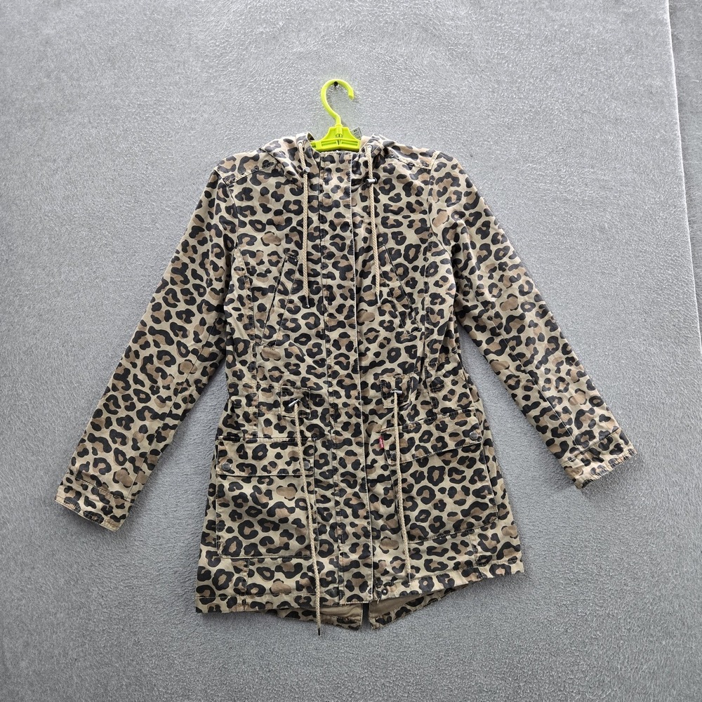 Levi's Women Jacket XS Tan Animal Leopard Utility Grunge Anorak Wife Mob